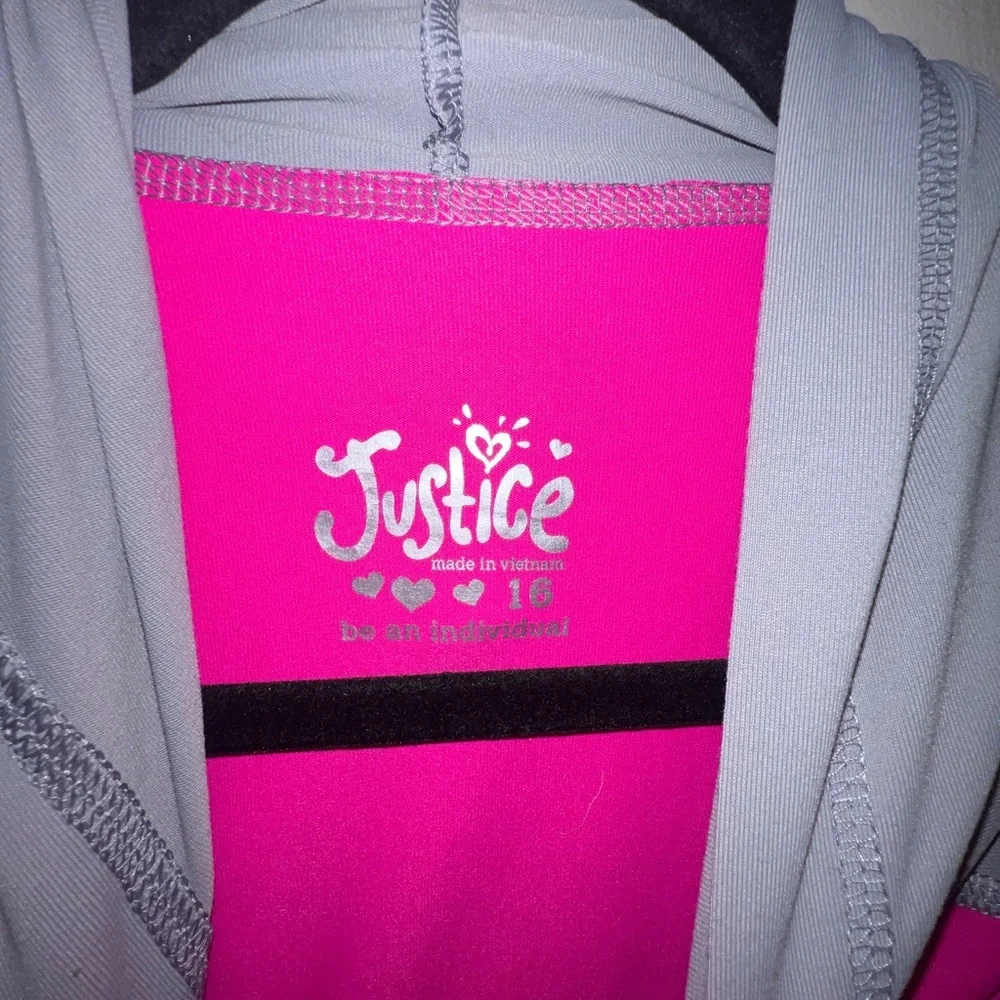 Justice Vibrant‎ Pink and Gray Bomber Jacket